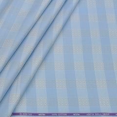 Shirt Fabric Soktas Finest 80s Giza Cotton Check With Jacquard Colour Blue