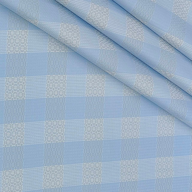 Shirt Fabric Soktas Finest 80s Giza Cotton Check With Jacquard Colour Blue