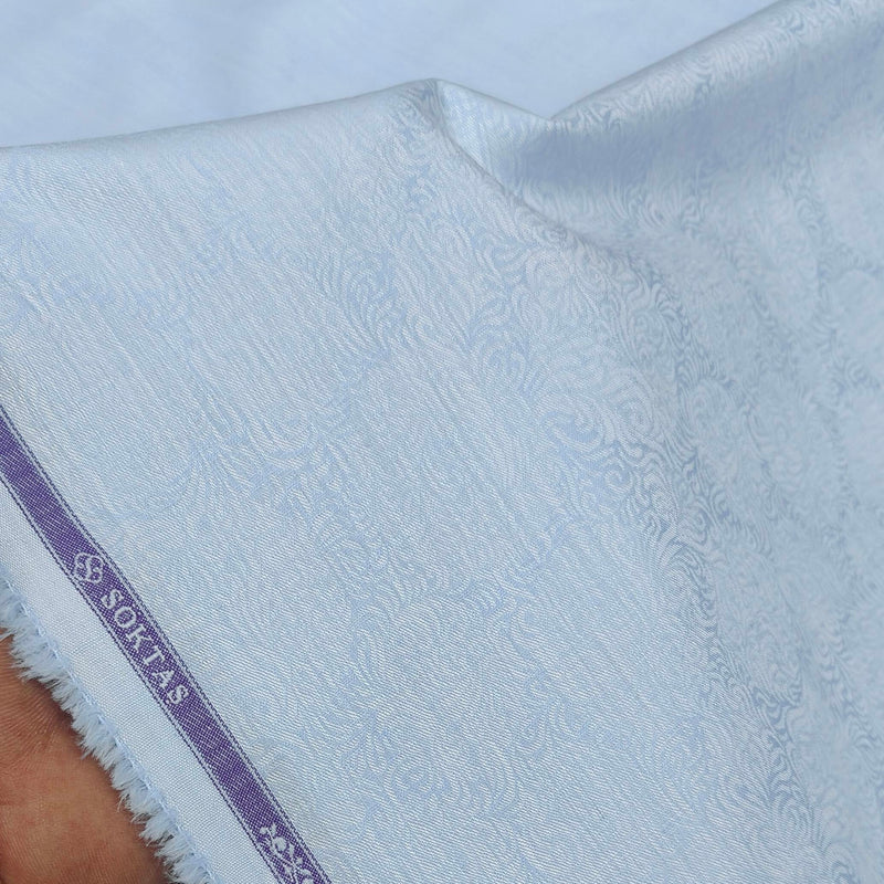 Shirt Fabric Soktas Finest 80s Giza Cotton Jacquard Colour Water Blue