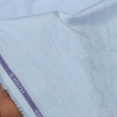 Shirt Fabric Soktas Finest 80s Giza Cotton Jacquard Colour Water Blue