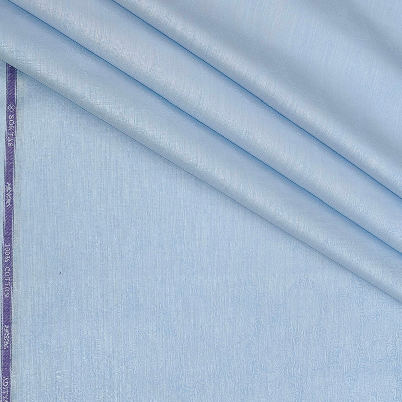 Shirt Fabric Soktas Finest 80s Giza Cotton Jacquard Colour Water Blue