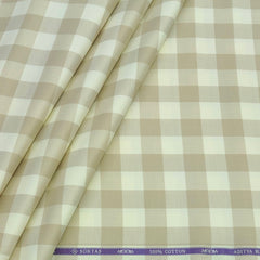 Shirt Fabric Soktas Finest 80s Giza Cotton Check With Jacquard Colour Light Brown