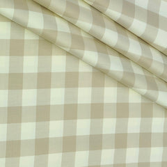 Shirt Fabric Soktas Finest 80s Giza Cotton Check With Jacquard Colour Light Brown