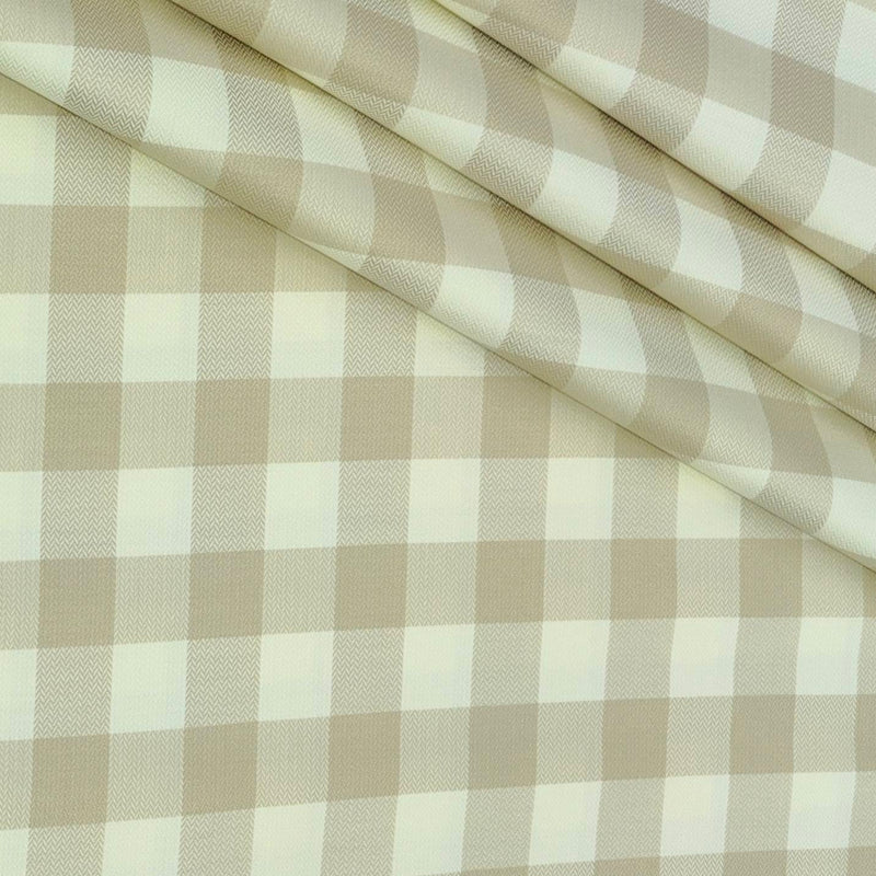 Shirt Fabric Soktas Finest 80s Giza Cotton Check With Jacquard Colour Light Brown