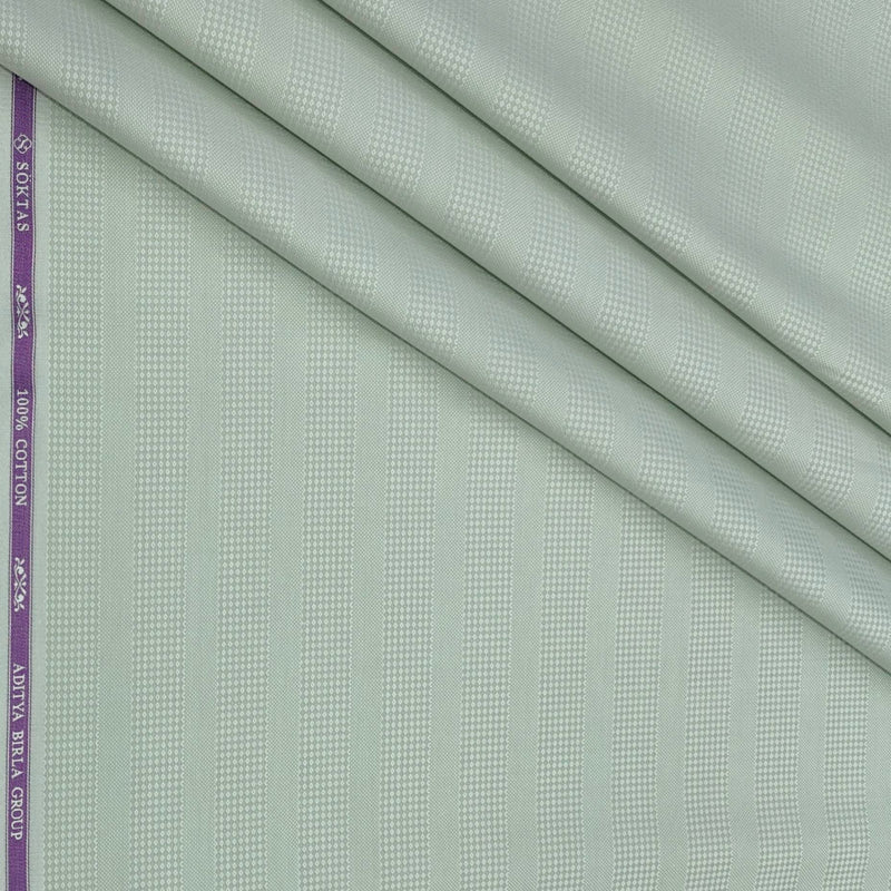 Shirt Fabric Soktas Finest 80s Giza Cotton Patta Lining With Jacquard Color Dull Green