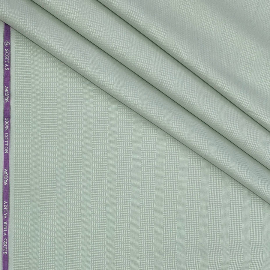 Shirt Fabric Soktas Finest 80s Giza Cotton Patta Lining With Jacquard Color Dull Green