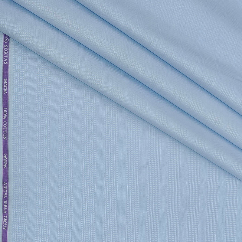 Shirt Fabric Soktas Finest 80s Giza Cotton Patta Lining With Jacquard Color Blue