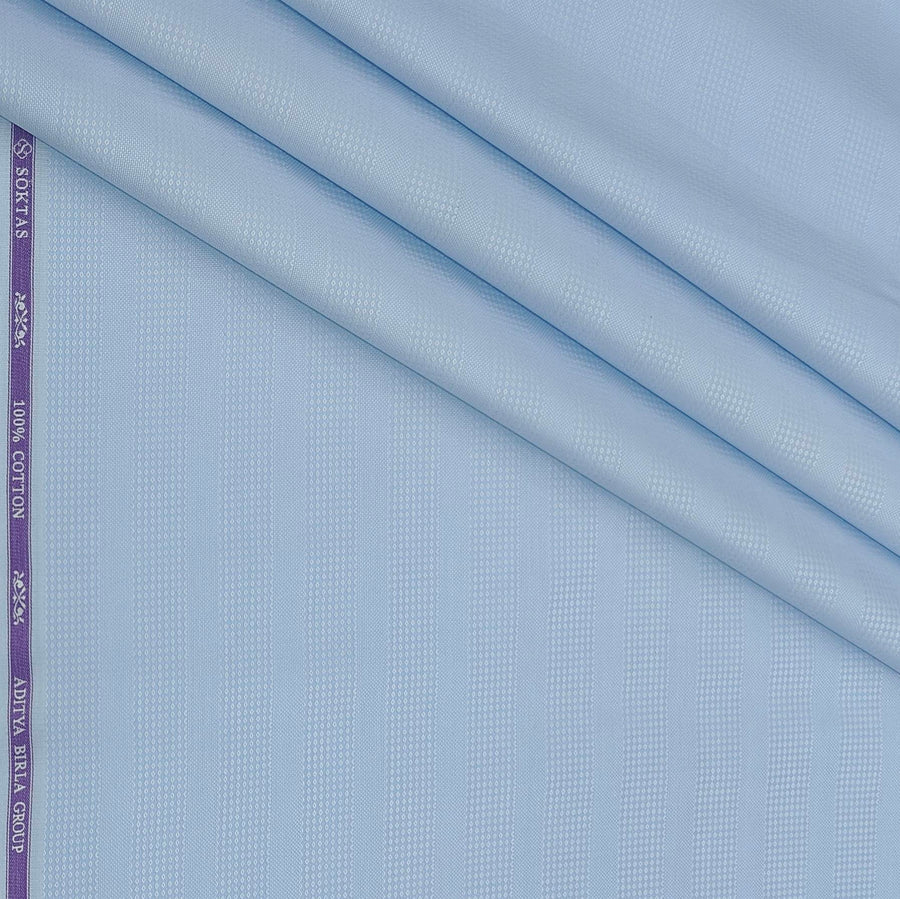 Shirt Fabric Soktas Finest 80s Giza Cotton Patta Lining With Jacquard Color Blue
