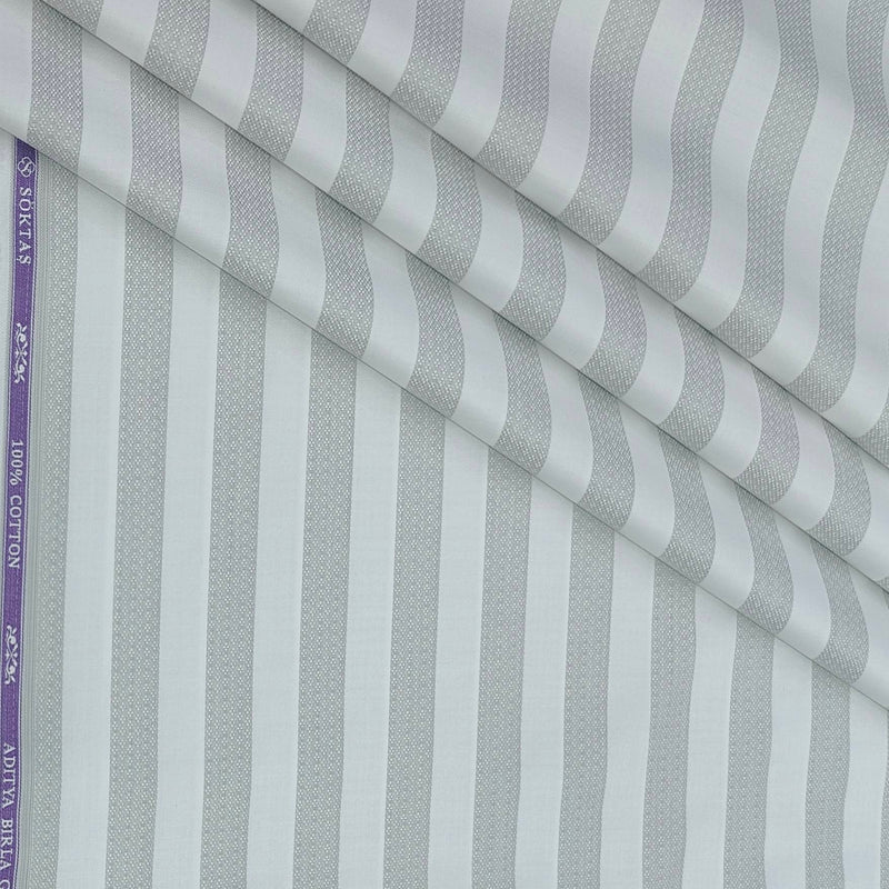 Shirt Fabric Soktas 2/100s  Finest Giza Cotton Patta Lining With Jacquard Color Grey N White