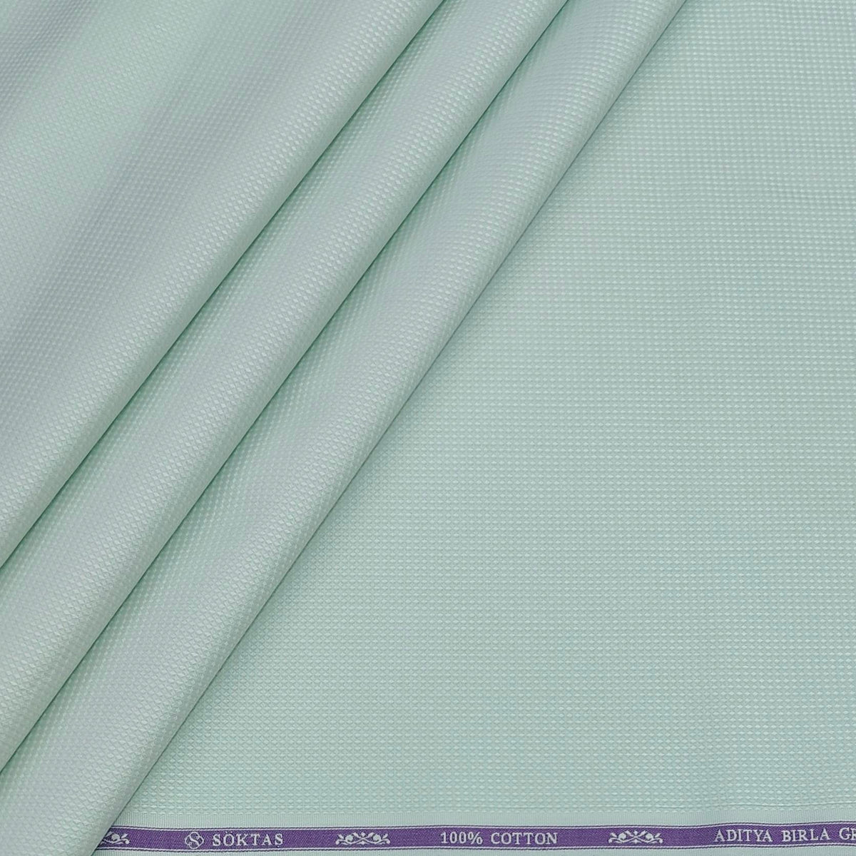Shirt Fabric Soktas Finest 80s Giza Cotton Jacquard Colour Sea Green