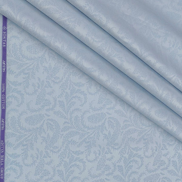 Shirt Fabric Soktas Finest 80s Giza Cotton Jacquard Colour Light Blue