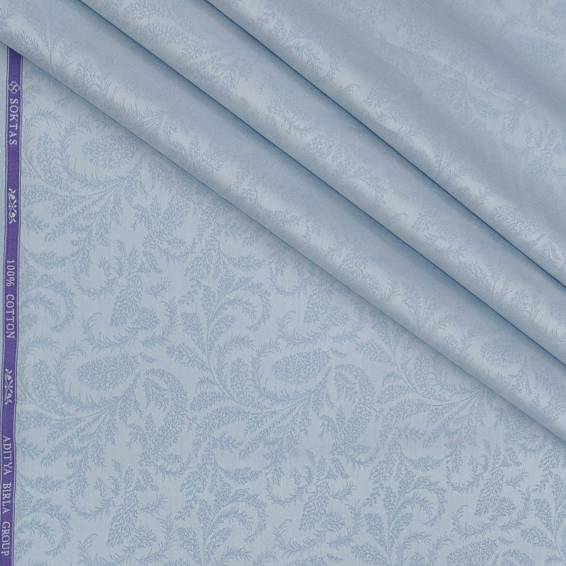Shirt Fabric Soktas Finest 80s Giza Cotton Jacquard Colour Light Blue