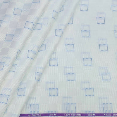 Shirt Fabric Soktas Finest 80s Giza Cotton Check With Jacquard Colour Blue N White