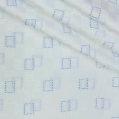 Shirt Fabric Soktas Finest 80s Giza Cotton Check With Jacquard Colour Blue N White