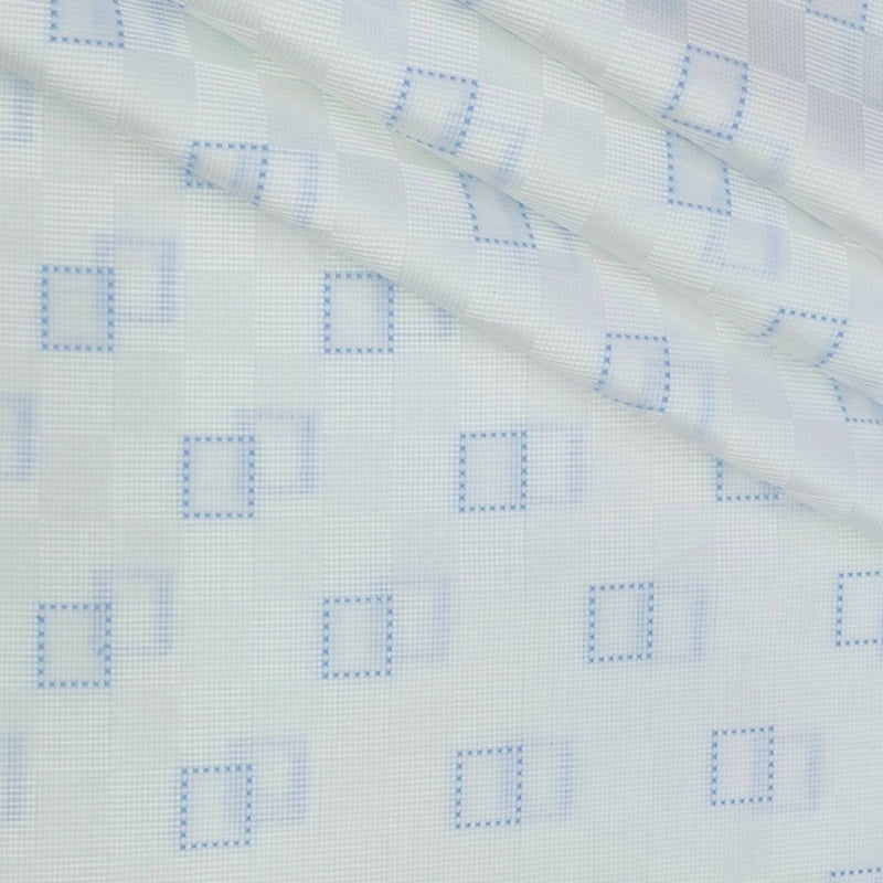 Shirt Fabric Soktas Finest 80s Giza Cotton Check With Jacquard Colour Blue N White