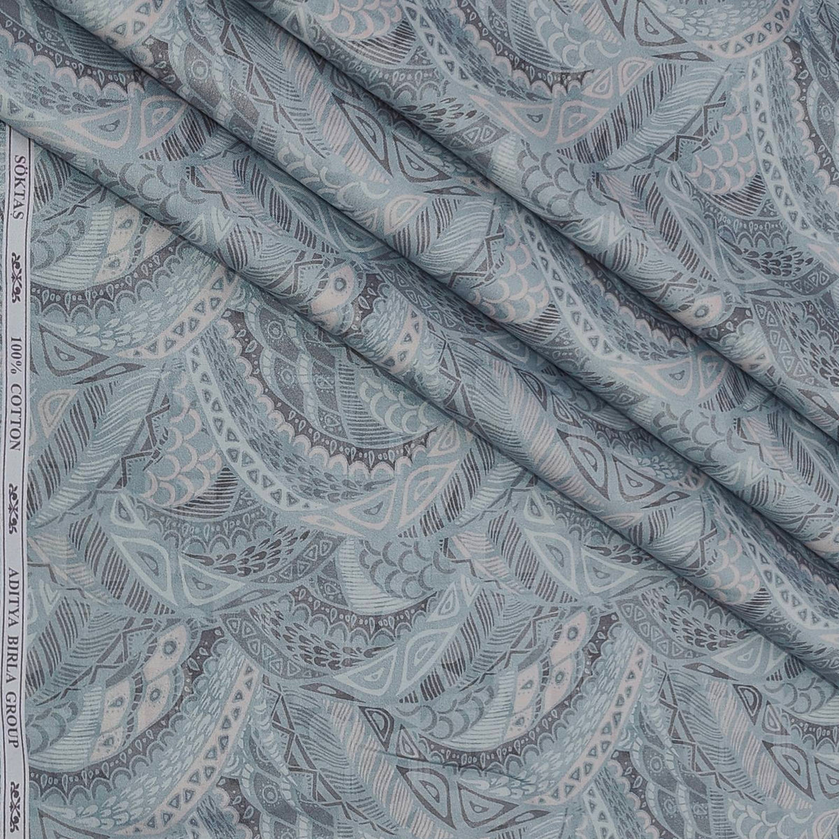 Shirt Fabric Soktas Finest 80s Giza Cotton Digital Print Colour Greyish Green