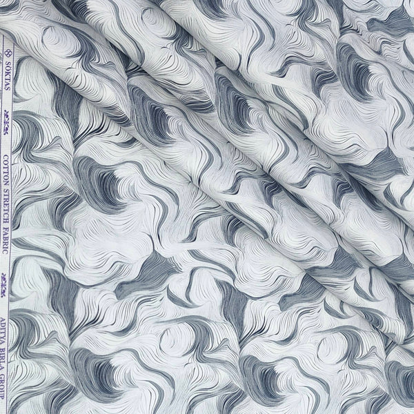 Shirt Fabric Soktas Finest 80s Giza Cotton Digital Print Colour Grey