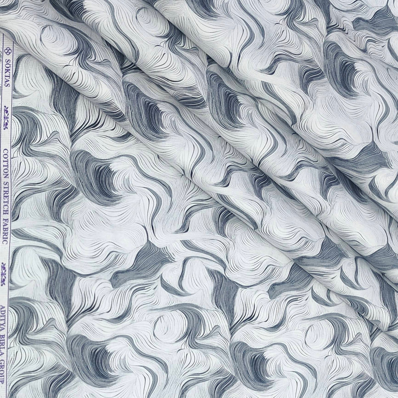 Shirt Fabric Soktas Finest 80s Giza Cotton Digital Print Colour Grey