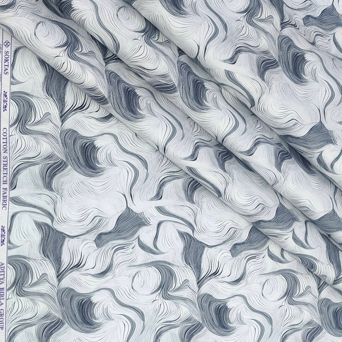 Shirt Fabric Soktas Finest 80s Giza Cotton Digital Print Colour Grey