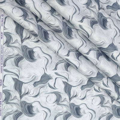 Shirt Fabric Soktas Finest 80s Giza Cotton Digital Print Colour Grey
