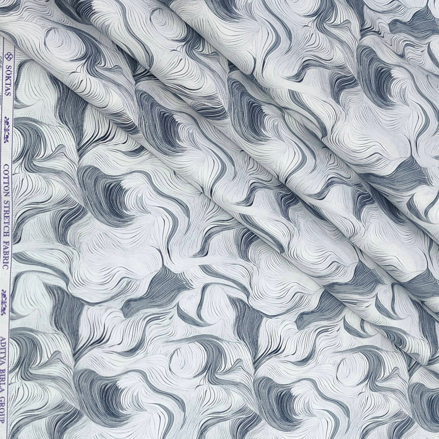 Shirt Fabric Soktas Finest 80s Giza Cotton Digital Print Colour Grey