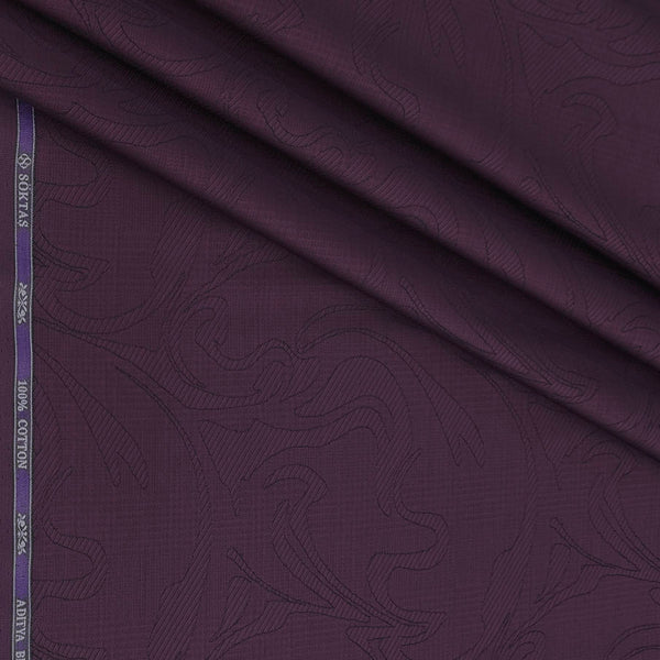Shirt Fabric Soktas Finest 80s Giza Cotton Jacquard Colour Dark Purple