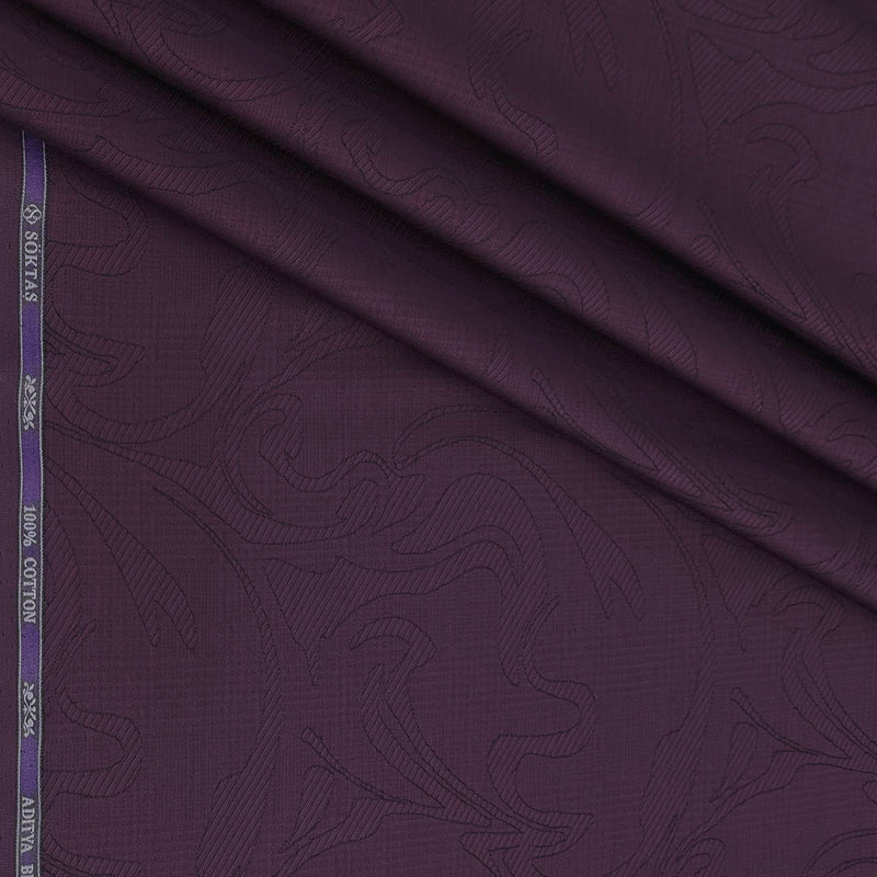 Shirt Fabric Soktas Finest 80s Giza Cotton Jacquard Colour Dark Purple