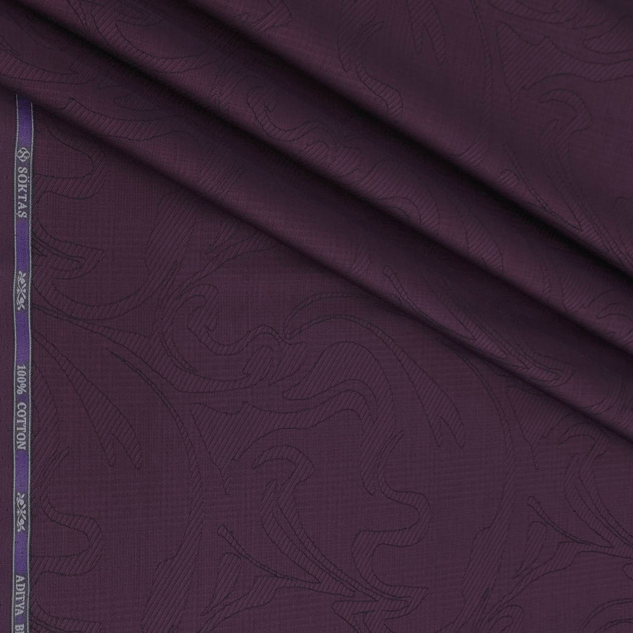 Shirt Fabric Soktas Finest 80s Giza Cotton Jacquard Colour Dark Purple