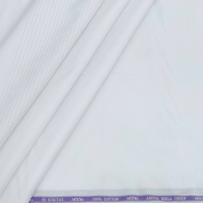 Shirt Fabric Soktas Finest 80s Giza Cotton Jacquard Colour White