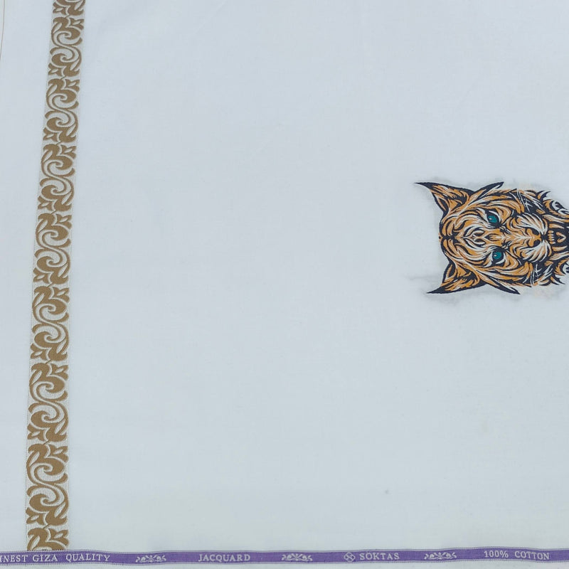 Shirt Fabric Soktas Finest 80s Giza Cotton Printed Colour Off White