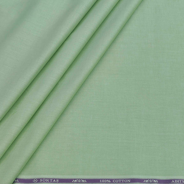 Soktas Men's Finest 60s Giza Cotton FIll a Fill Light Plain Shirt fabric Colour Green