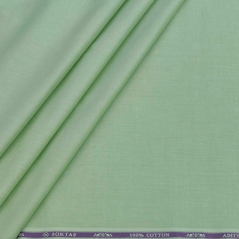 Soktas Men's Finest 60s Giza Cotton FIll a Fill Light Plain Shirt fabric Colour Green