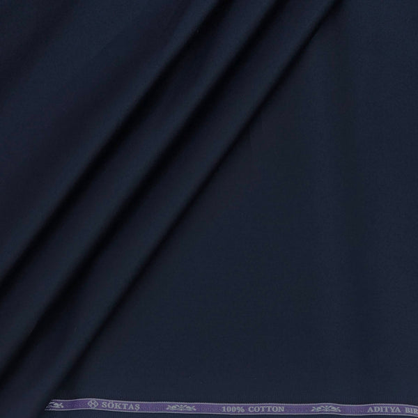 Shirt Fabric Soktas 80s Giza Cotton Plain Colour Dark Blue