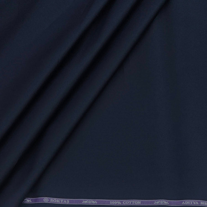 Shirt Fabric Soktas 80s Giza Cotton Plain Colour Dark Blue