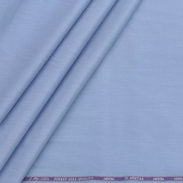 Shirt Fabric Soktas 2/120s Finest Giza Cotton Plain Colour Blue