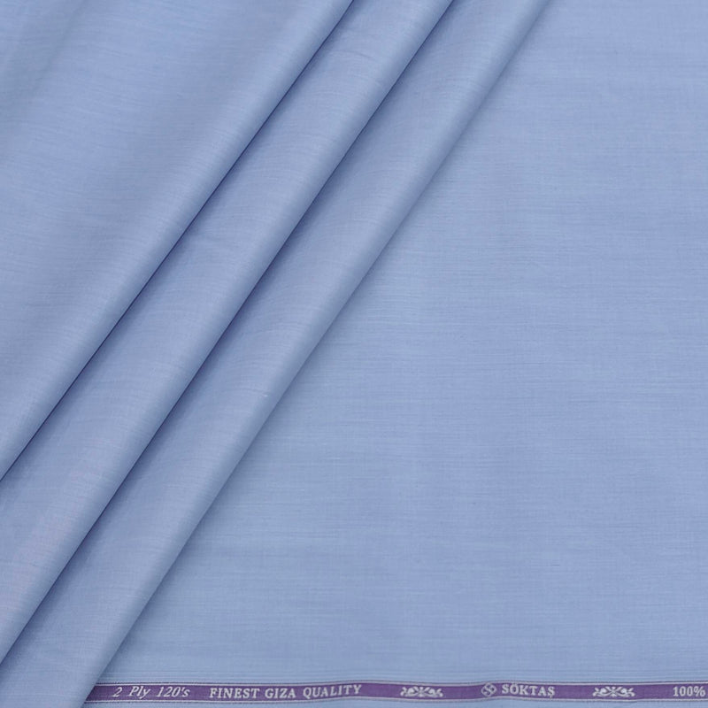 Shirt Fabric Soktas 2/120s Finest Giza Cotton Plain Colour Blue