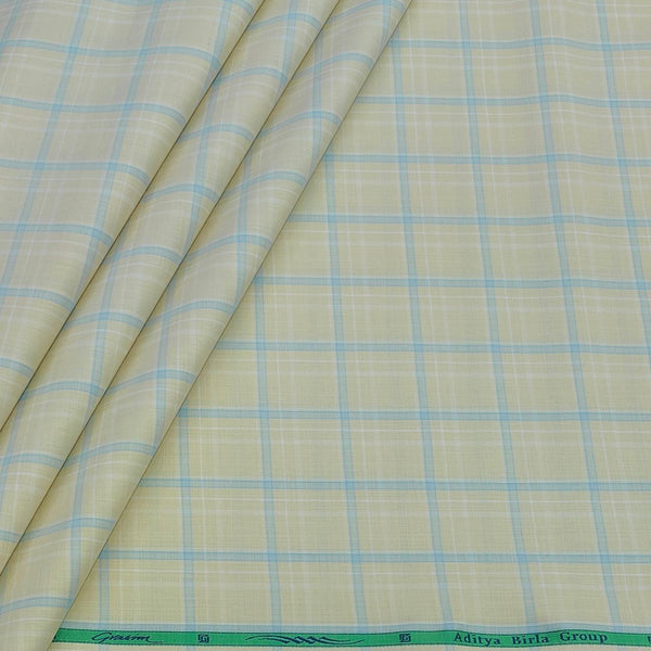 Shirt Fabric Grasim 100% Cotton Check Colour Light Brown