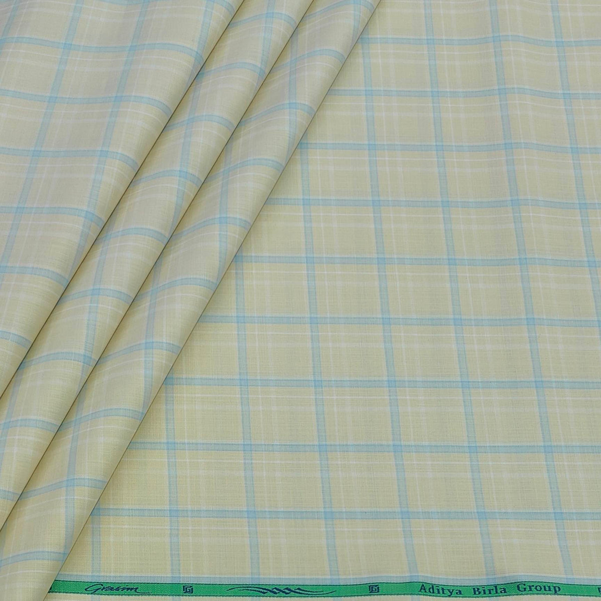 Shirt Fabric Grasim 100% Cotton Check Colour Light Brown