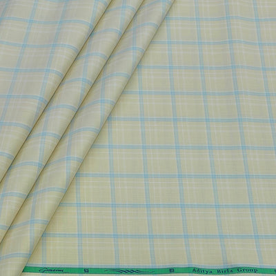 Shirt Fabric Grasim 100% Cotton Check Colour Light Brown