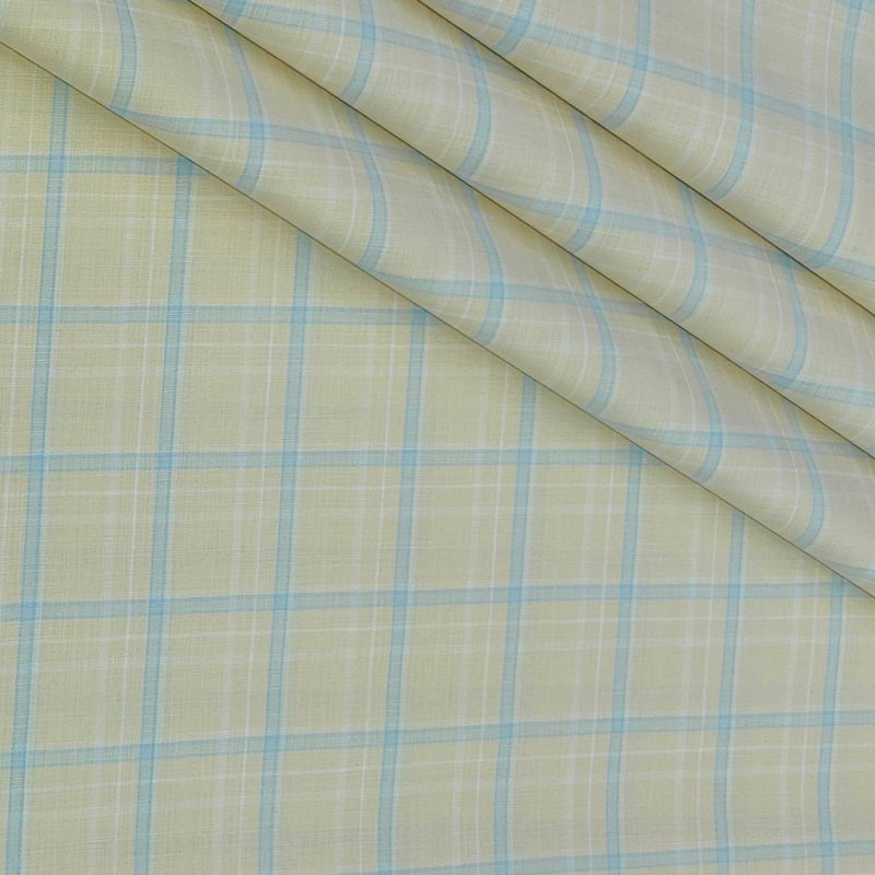 Shirt Fabric Grasim 100% Cotton Check Colour Light Brown