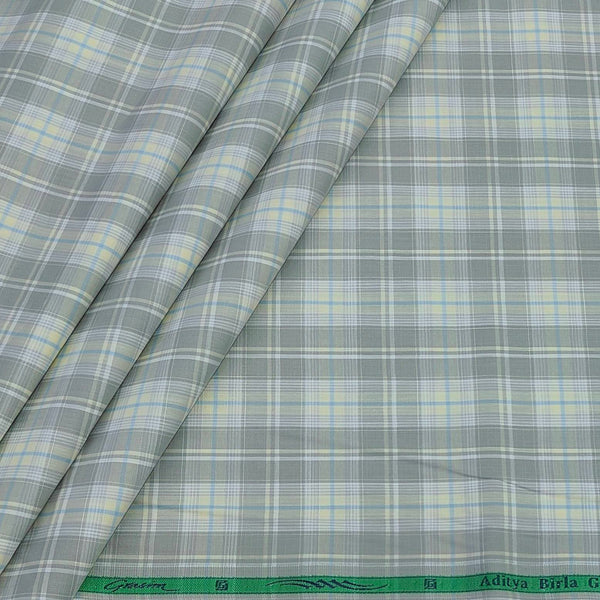 Shirt Fabric Grasim 100% Cotton Check Colour Grey