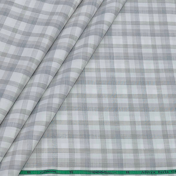Shirt Fabric Grasim 100% Cotton Check With Slub Colour Grey N White