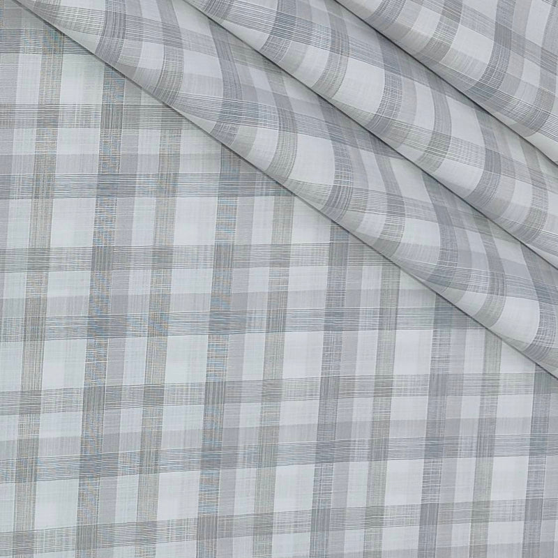 Shirt Fabric Grasim 100% Cotton Check With Slub Colour Grey N White