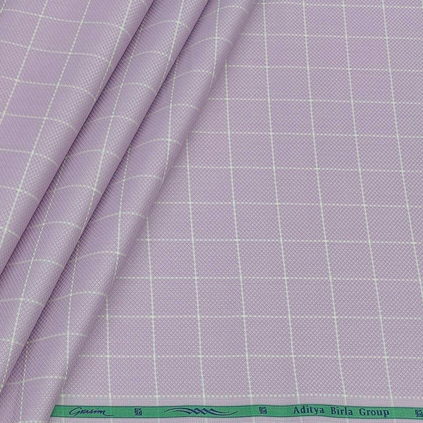 Shirt Fabric Grasim 100% Cotton Check Colour Thistle Lavender