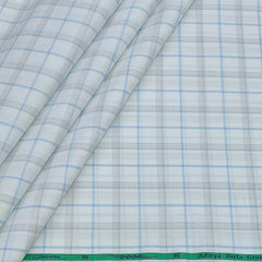 Shirt Fabric Grasim 100% Cotton Check Colour White N Blue