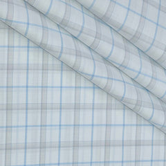 Shirt Fabric Grasim 100% Cotton Check Colour White N Blue