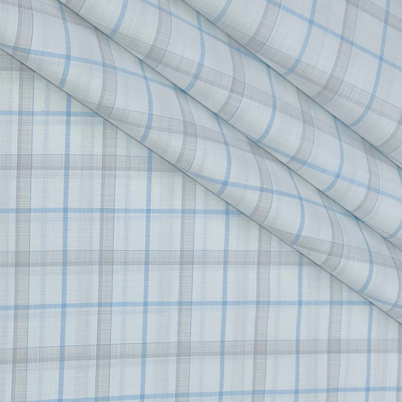 Shirt Fabric Grasim 100% Cotton Check Colour White N Blue