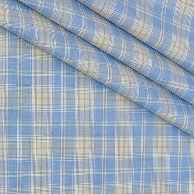 Shirt Fabric Grasim 100% Cotton Check Colour Blue