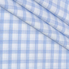 Shirt Fabric Grasim 100% Cotton Check Colour Blue N White