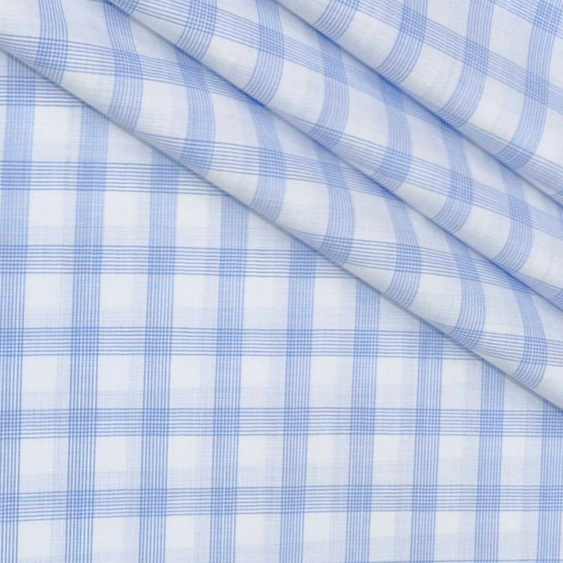 Shirt Fabric Grasim 100% Cotton Check Colour Blue N White